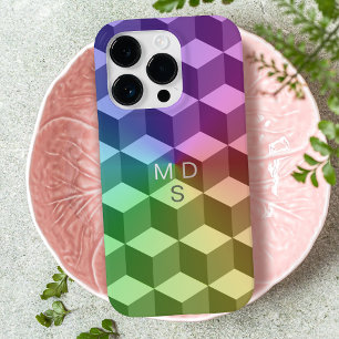 Coque Case-Mate iPhone Cubes géométriques colorés Monogramme coque iphone