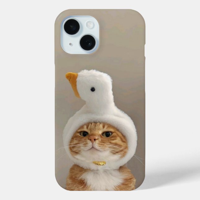 Coque Case-Mate iPhone Cute Chat en Canard Casquette iPhone 15 Coque (Verso)