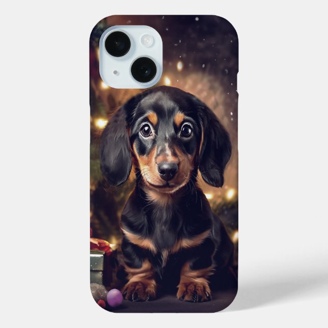 Coque Case-Mate iPhone Dachshund Chiot Coque de Noël Mate coque iphone (Verso)
