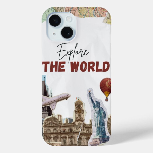 Coque Case-Mate iPhone Découvrez le World Travel iPhone 15 Coque (Verso)