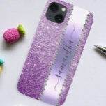 Coque Case-Mate iPhone Diamond Bling Glitter Calligraphy Name Purple<br><div class="desc">The design is a photo and the cases are not made with actual glitter, sequins, metals or woods. This design is also available on other phone models. Choose Device Type to see other iPhone, Samsung Galaxy or Google cases. Some styles may be changed by selecting Style if that is an...</div>