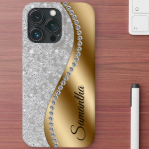 Coque Case-Mate iPhone Diamond Look Gold Metal Glam personnalisé