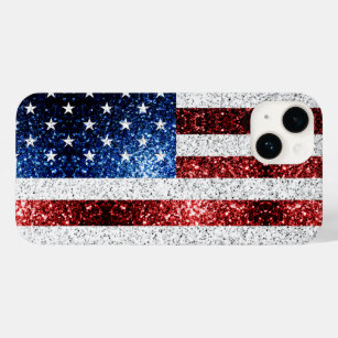 Coque Case-Mate iPhone drapeau américain rouge blanc brillant parties sci
