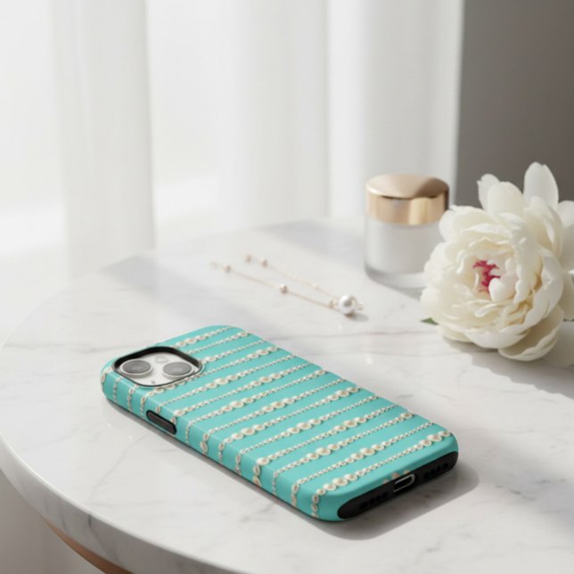 Coque Case-Mate iPhone Élégant Coque iPhone Colliers Turquoise & Perle (Créateur téléchargé)