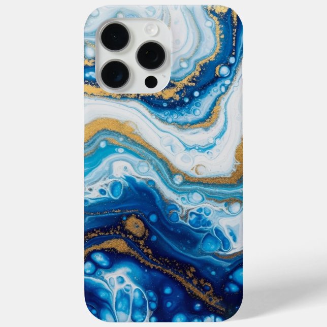 Coque Case-Mate iPhone Elégant Fluid Art iPhone 16 Coque - Abstrait Blue (Verso)