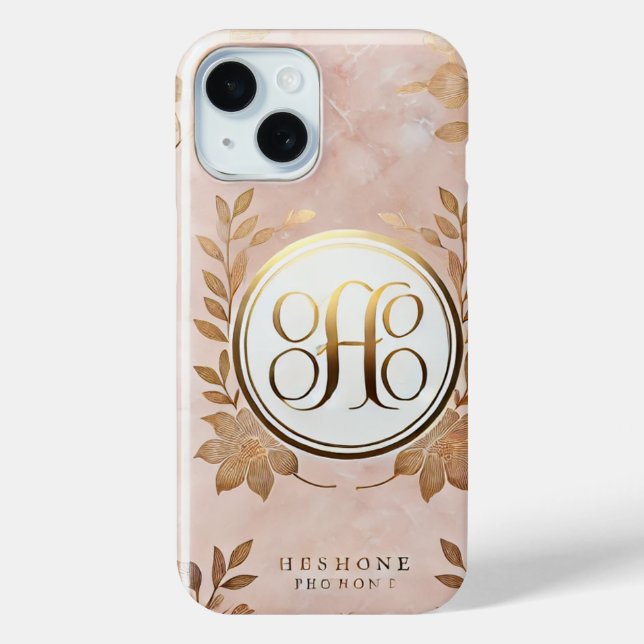 Coque Case-Mate iPhone Élégant marbre et or Monogramme iPhone 15 Coque (Verso)