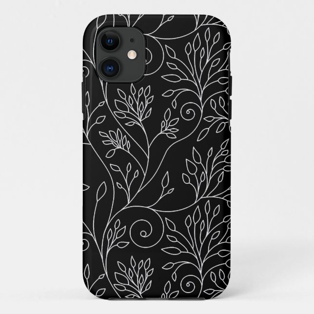 Coque Case-Mate iPhone Élégant noir fleurs blanches iPhone 5 Coque (Dos)