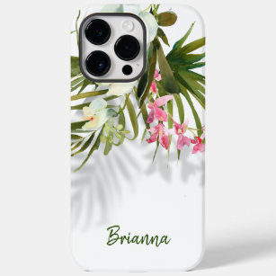 Coque Case-Mate iPhone Elégant rose floral palmiers tropicaux ombres