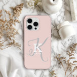 Coque Case-Mate iPhone Élégant Unique Monogramme Feminine Blush Rose<br><div class="desc">Une élégante représentation stylisée de votre nom et monogramme accentue ce coque iphone personnalisé avec sérifs classiques et une typographie de script plus ornée a une symétrie magnifiquement équilibrée. Les trois éléments s'unissent avec élégance pour créer votre propre logo personnel. Montré ici avec un arrière - plan rose pâle doux...</div>