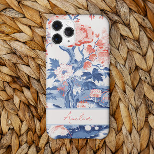 Coque Case-Mate iPhone Elégant Vintage bleu crème Coral Floral