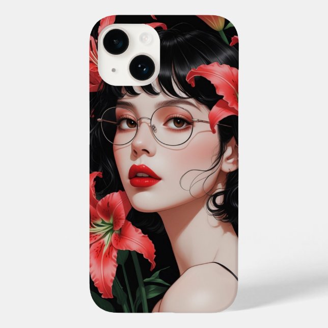 Coque Case-Mate iPhone Élégante fille Anime avec Lilies coque iphone - St (Verso)