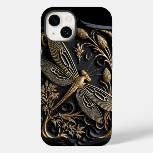 Coque Case-Mate iPhone Elégante libellule d'or en Filigree de bronze