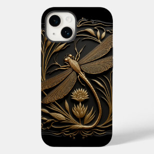Coque Case-Mate iPhone Elégante libellule d'or en Filigree de bronze