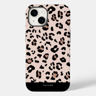 Coque Case-Mate iPhone Empreinte de léopard tendance et nom personnalisé