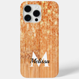 Coque Case-Mate iPhone Empreinte en bois de bambou orange brillant Monogr
