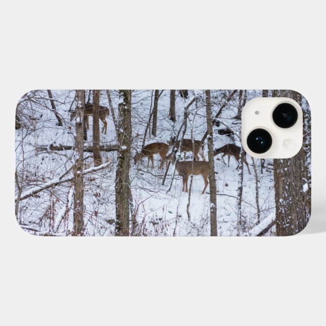 Coque Case-Mate iPhone Famille De Cerfs En coque iphone De Neige (Verso (horizontal))