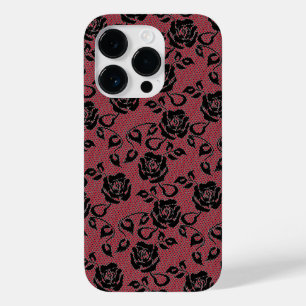Coque Case-Mate iPhone Faux Black Red Lace Rose coque iphone de pêche
