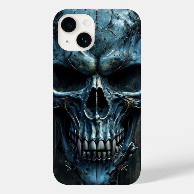 Coque Case-Mate iPhone Fierce Blue Skull iPhone 14 Coque (Verso)