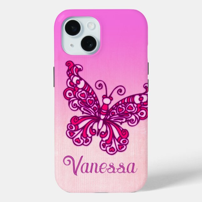 Coque Case-Mate iPhone Filles nommées papillon rose violet iphone 5 coque (Verso)