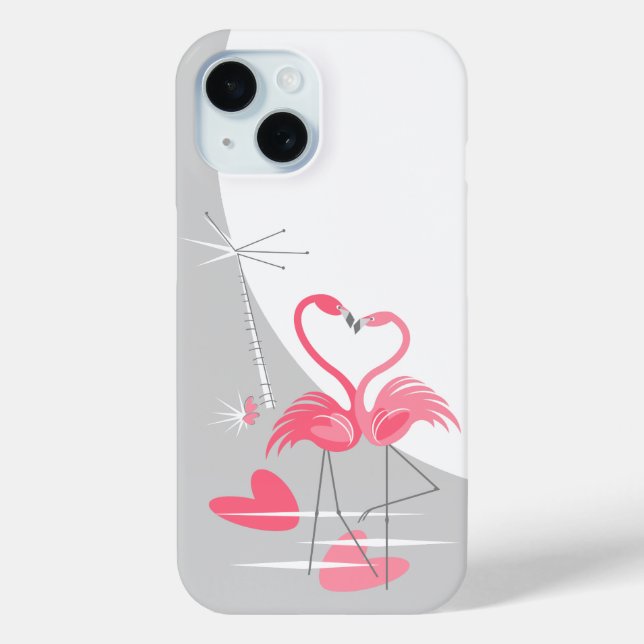 Coque Case-Mate iPhone Flamant rose Amour Grande Lune coque iphone vertic (Verso)