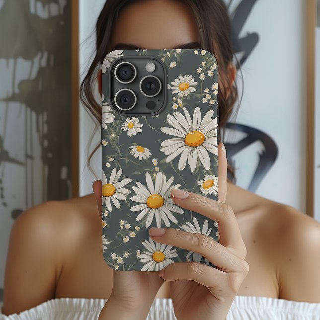 Coque Case-Mate iPhone Fleurs marguerites iPhone 14, 15 Coque robuste, Bo (Daisy Flowers Phone Case for her, mom, grandma, girls Birthday or Graduation Gift)