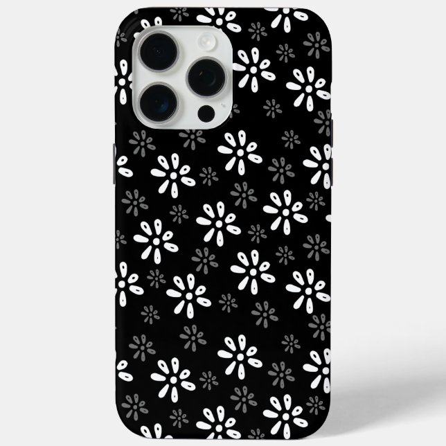 Coque Case-Mate iPhone Fleurs noires Motif iPhone 15 Pro Max Coque (Verso)