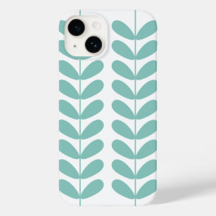 Coque Case-Mate iPhone Fleurs Turquoise Rétro Mi-Siècle Moderne