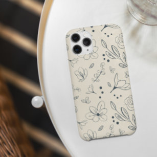Coque Case-Mate iPhone Floral Art Motif Charcoal Cream Unique