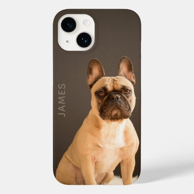 Coque Case-Mate iPhone Français Bulldog Nom personnalisé | Chien (Back)