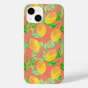 Coque Case-Mate iPhone Fruit citron motif jaune et pêche rose