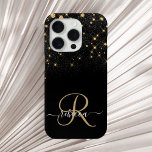 Coque Case-Mate iPhone Glam Parties scintillant or diamant étincelle Élég<br><div class="desc">Create your own personalized black and gold diamond sparkle iPhone case with your custom monogram and name.</div>