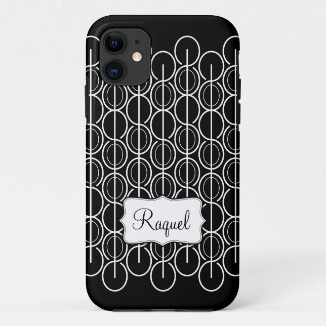 Coque Case-Mate iPhone Graphique ovale lié coque iphone de nom noir et bl (Dos)