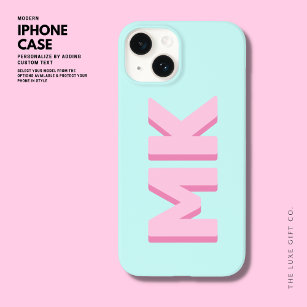 Coque Case-Mate iPhone Gras Moderne Simple Pink Initiales Monogramme
