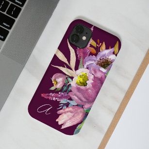 Coque Case-Mate iPhone Gras Monogramme Purple Vin Jardin Floral