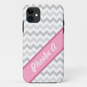 Coque Case-Mate iPhone Gris Chevron rose personnalisé iPhone 5 Coque