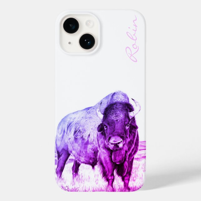 Coque Case-Mate iPhone Hamilton ~ American Bison (violet) iPhone 14 Coque (Verso)