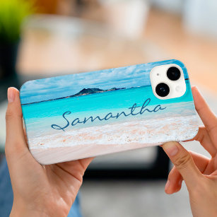 Coque Case-Mate iPhone Hawaii bleu océan plage de sable photo ajouter vot