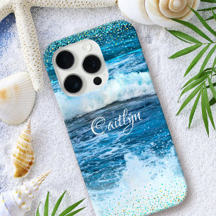 Coque Case-Mate iPhone Hawaii bleu turquoise vagues de l'océan girly conf