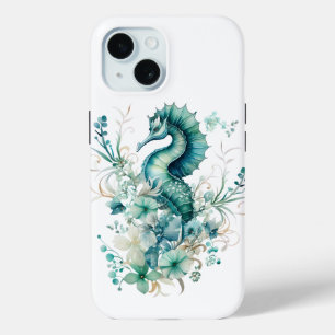 Coque Case-Mate iPhone Hippocampe côtier et iPhone floral 15 Coque