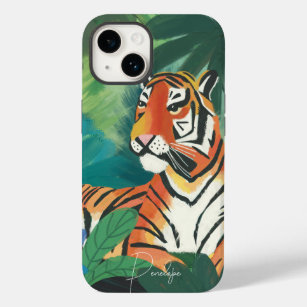 Coque Case-Mate iPhone Illustration du tigre de jungle avec nom