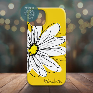 Coque Case-Mate iPhone Illustration florale de marguerite tendance - noir