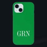 Coque Case-Mate iPhone Imprimez un coque iPhone 15 personnalisé dans votr<br><div class="desc">Imprimez un coque iPhone 15 personnalisé dans votre couleur préférée. Personnalisez avec vos propres initiales de nom ou monogramme personnalisé. Exemple vert et blanc. Disponible également pour les anciens modèles de smartphone. Modifiez votre combinaison de couleurs préférée. Accessoires de téléphone cool pour hommes et femmes.</div>