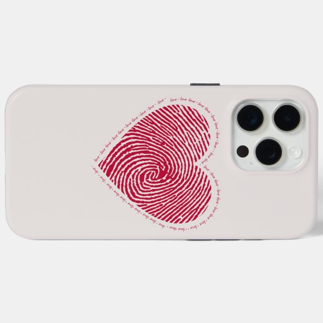 Coque Case-Mate iPhone iPhone 16 Coque - Fingerprint Love Heart - Unique  (Verso (horizontal))