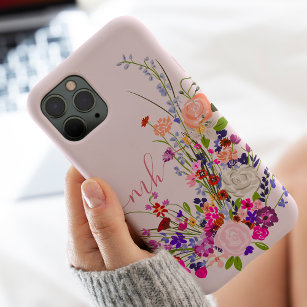 Coque Case-Mate iPhone Joli botanique floral fleur sauvage chic monogramm