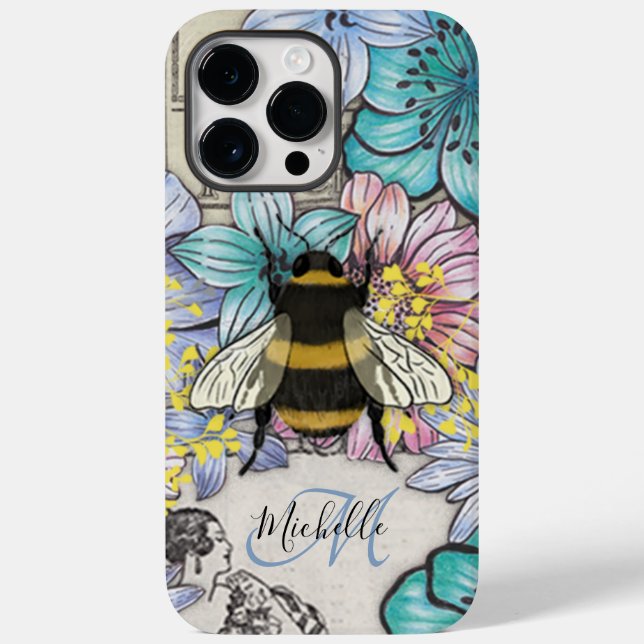 Coque Case-Mate iPhone Jote Bee floral Botanique coque iphone monogramme (Verso)