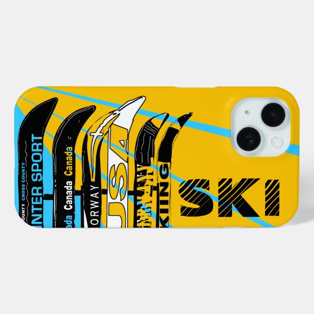 Coque Case-Mate iPhone Lame de ski coque iphone bleu orange (Verso (horizontal))