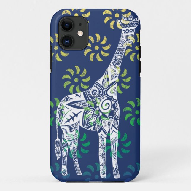 Coque Case-Mate iPhone Le bleu tourbillonne le coque iphone de girafe (Dos)
