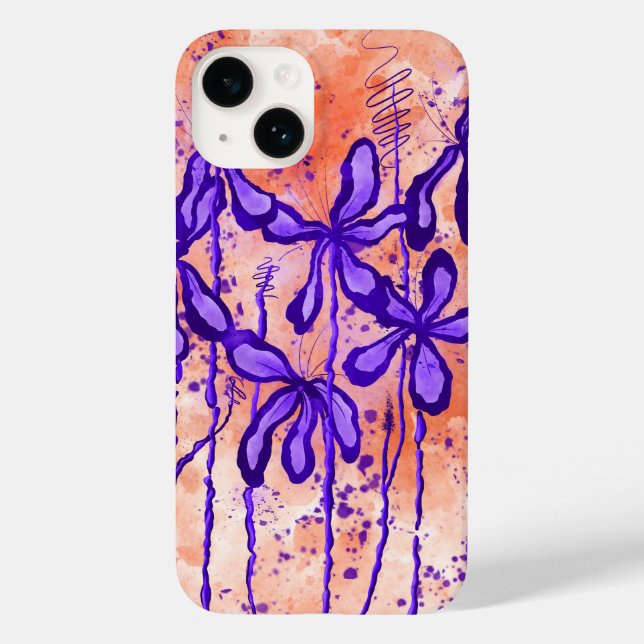 Coque Case-Mate iPhone Lilies encrées Ciel tropical iPhone 14 Coque (Verso)