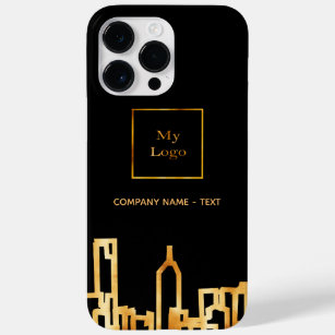 Coque Case-Mate iPhone Logo noir or ville skyline affaires immobilier