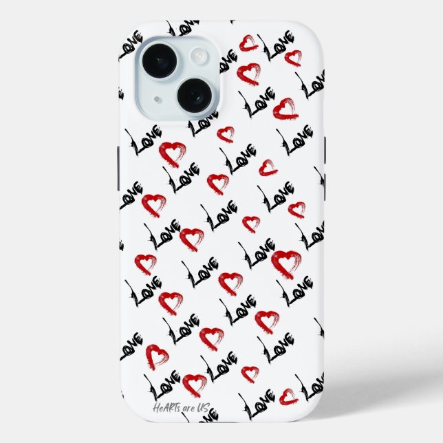 Coque Case-Mate iPhone Love Hearts iPhone 15 Coque (Verso)